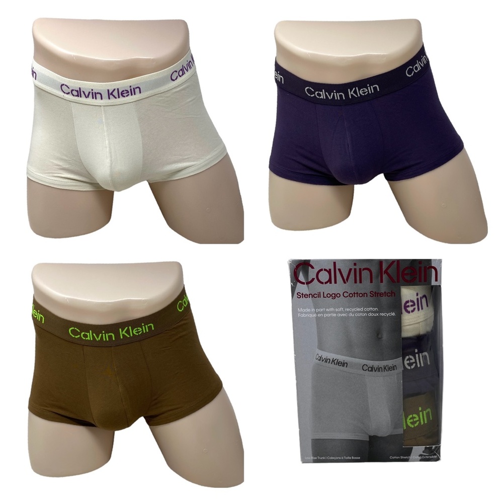 Calvin Klein Cotton Stretch Logo 3 Pack Low Rise Trunk Underwear Men's NB3705902
